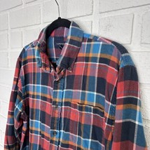 Lands End Flannel Shirt Button Up Mens Large 16 - 16.5 Long Sleeve Rusti... - £13.81 GBP