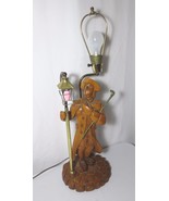 Vintage WOOD CARVED LAMP MID CENTURY COLONIAL LAMPLIGHTER  W/ NIGHT LIGH... - £78.31 GBP