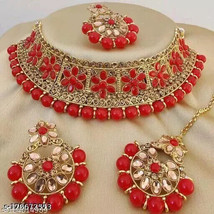 Indian Bollywood Gold Plated Kundan Choker Bridal Necklace Earrings Jewelry Setf - £14.33 GBP