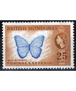 ZAYIX -British Honduras 151 MH 25c Blue Butterfly Insect 041123-S136M - £4.63 GBP