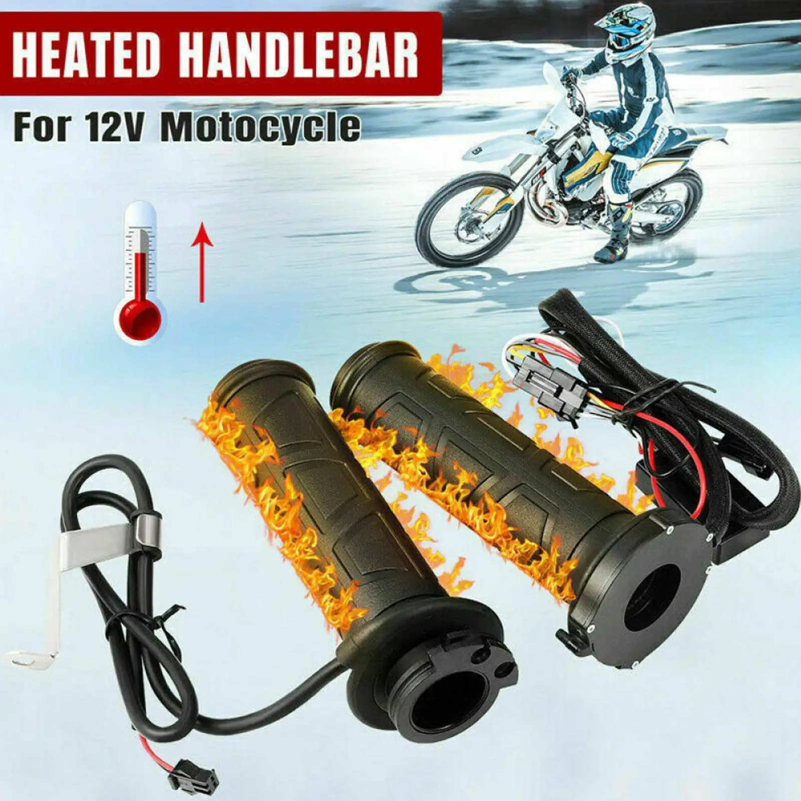 Motorcycle Electric Heated Grips, 22mm Handlebar, Adjustable Temperature, Nitr - £21.91 GBP