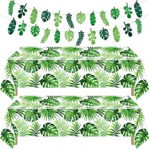2 Pieces Palm Leaf Table Covers Hawaii Green Palm Leaves Tablecloths Tropical Le - £19.17 GBP