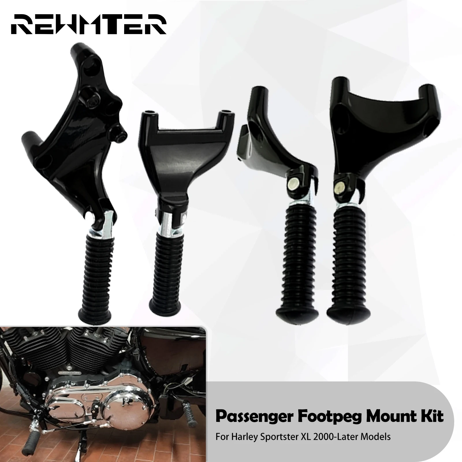 Motorcycle Rear Passenger Foot Pegs Footrest Mount Kit Black Pedal For H... - $25.40+