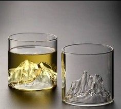 2 pc Mountain-Inspired Glass Whiskey Glass Bourbon Tequila Old Fashion NEAT - $13.54