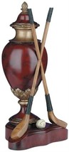 Vase GOLF Lodge Cross Club Oxblood Red Resin Hand-Cast Hand-Painted Pain - £374.82 GBP