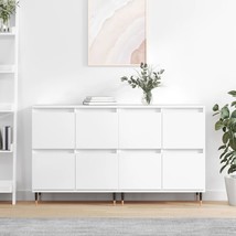 Sideboards 2 pcs High Gloss White Engineered Wood - £102.50 GBP