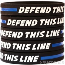 DEFEND THIS LINE Wristband Set with the Thin Blue Line - Silicone Bracel... - $1.48+