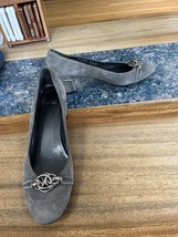 Stuart Weitzman Gray Suede Heels with Decorative Buckle - $74.25