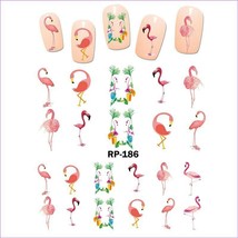 Nail art water transfer stickers decal pink flamingo RP186 - £2.48 GBP