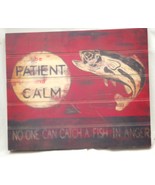 Wooden Fish Nautical Hanging Wall Art Sign Patient Calm - €23,04 EUR