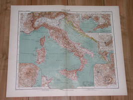 1911 Antique Map Of Italy Rome Tuscany Lombardy Sicily Sardinia Naples Venice - £21.09 GBP
