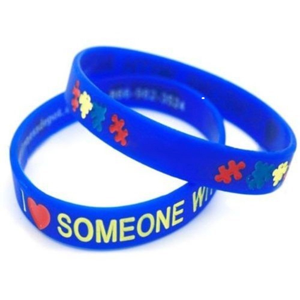 I Love Someone with Autism Wristbands Medical Id Silicone Bracelet Puzzle Adult - $9.97