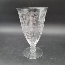 Vintage Fostoria Chintz Floral Etched Blown Glass Footed 6&quot; Iced Tea Gla... - $287.53 MXN