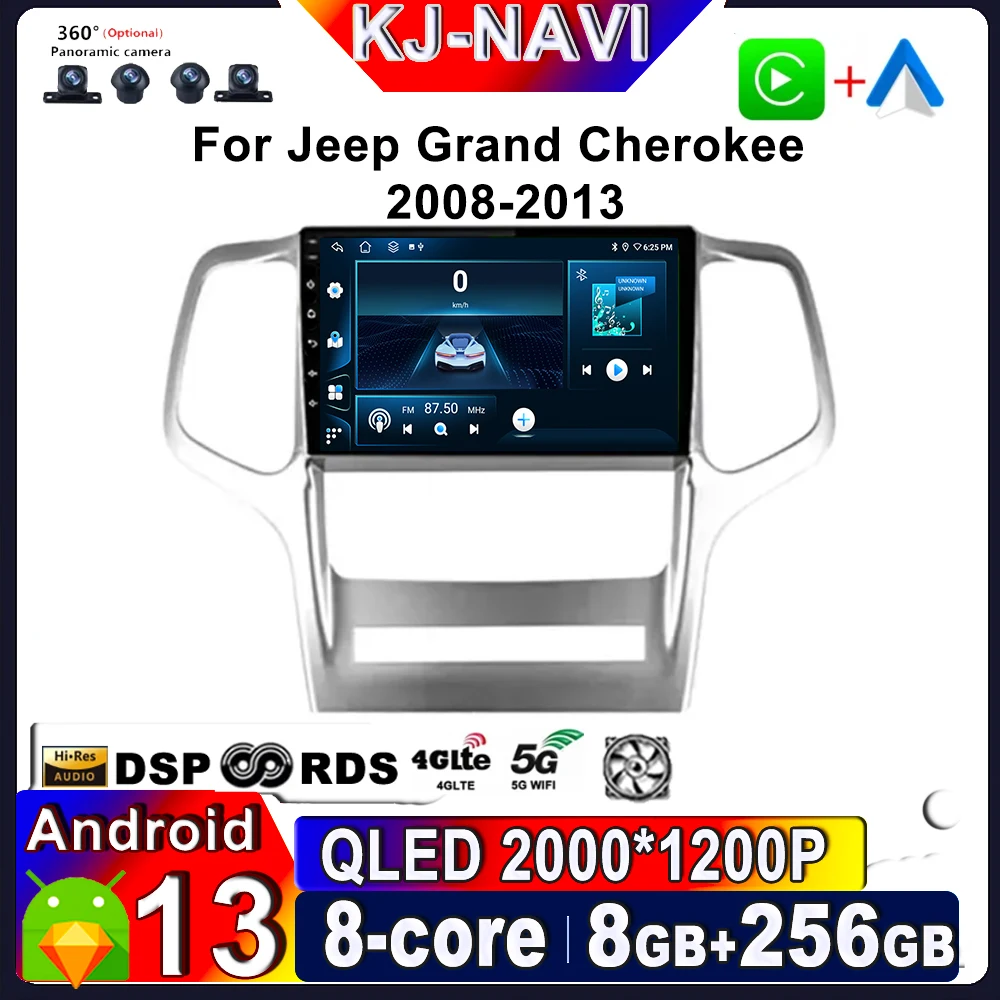 Android 13 for Jeep Grand Cherokee 2008-2013 Car Multimedia Radio Auto Touch - $165.03+