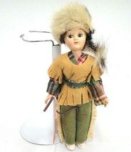 Vintage Chiquita Trinkets Hard Plastic Boy Doll Daniel Boone Frontiersman 7.5&quot; - £7.49 GBP