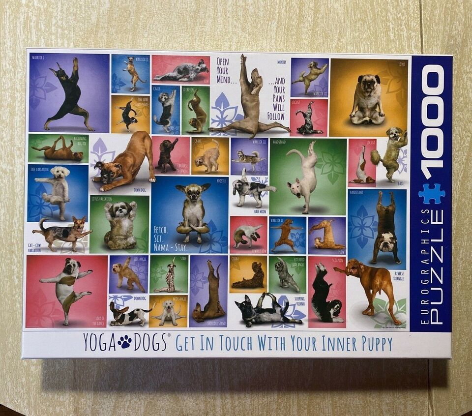 Yoga Dogs 1000 Piece 2017 Eurographics Premium Jigsaw Puzzle 19"x26" - $5.00