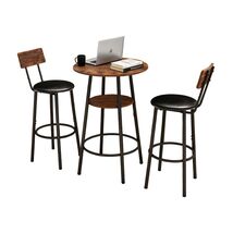 Rustic Round Bar Table Set w/ 2 Chairs | Small Dining &amp; Storage - $134.99