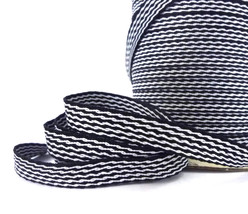 3/8&quot; 10mm wide - 10 yds Black &amp; White Stripes Herringbone Ribbon Twill Tape TR32 - £6.75 GBP