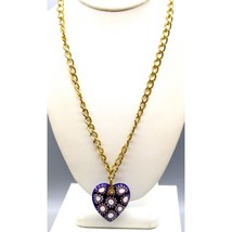 Venetian Art Glass Vintage Heart Pendant Necklace, Cobalt Blue Millefiori - £37.03 GBP