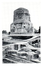 Dhamekh Stupa Sarnath Buddhist Temple India Black And White Postcard - £6.62 GBP