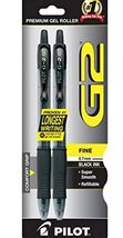 PILOT G2 Premium Gel Roller Smooth Ball Pen Fine Point BLACK Ink 2 pack - $5.20