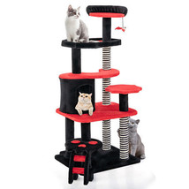 Gothic Cat Tree with Cat Bed Cat Condo and Sisal Scratching Post-Black & Red - C - $2,757.75 MXN