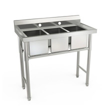 3 Compartment Sink 304 Stainless Steel Commercial Utility Deep Heavy-Dut... - £294.27 GBP