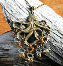 Necklace Jewelry Kraken Pendant Dangling Bronze Silver Gold Lock Washers Octopus - £23.94 GBP