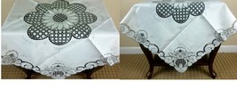33&quot; Square Embroidered Cut work Fabric Gray Embroidery Tablecloth Coffee... - $30.99