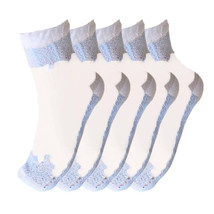Anysox 5 Pairs Size 5-9 Fashion Socks Summer Lace Embroidery Breathable ... - $21.90