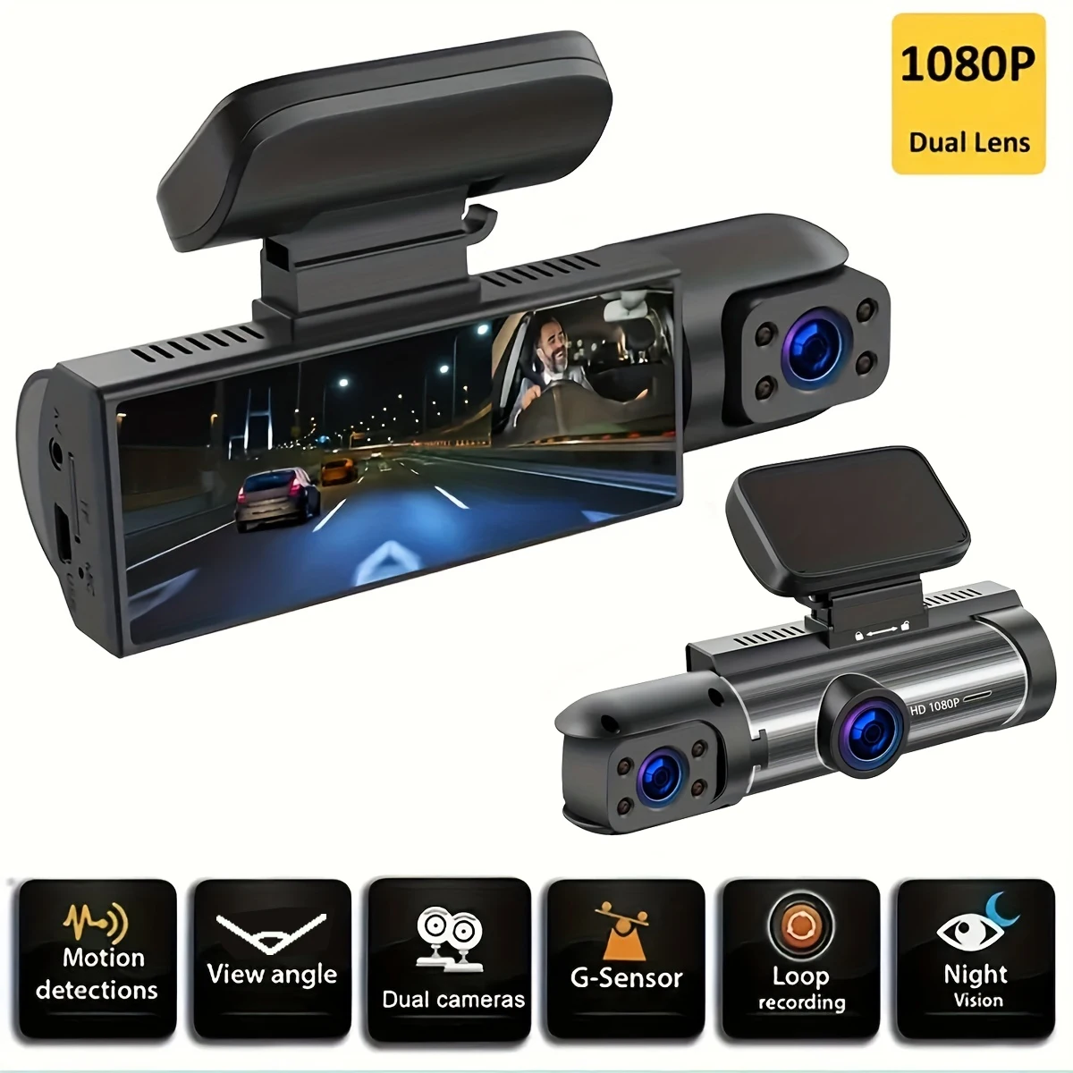 1080P Dash Cam for cars Dual Camera Front And Inside car camera with IR Night - £32.03 GBP+