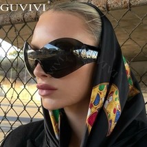 New Steampunk Oversized Sunglasses Women Men Future Technology Sense y2k Punk On - £4.43 GBP