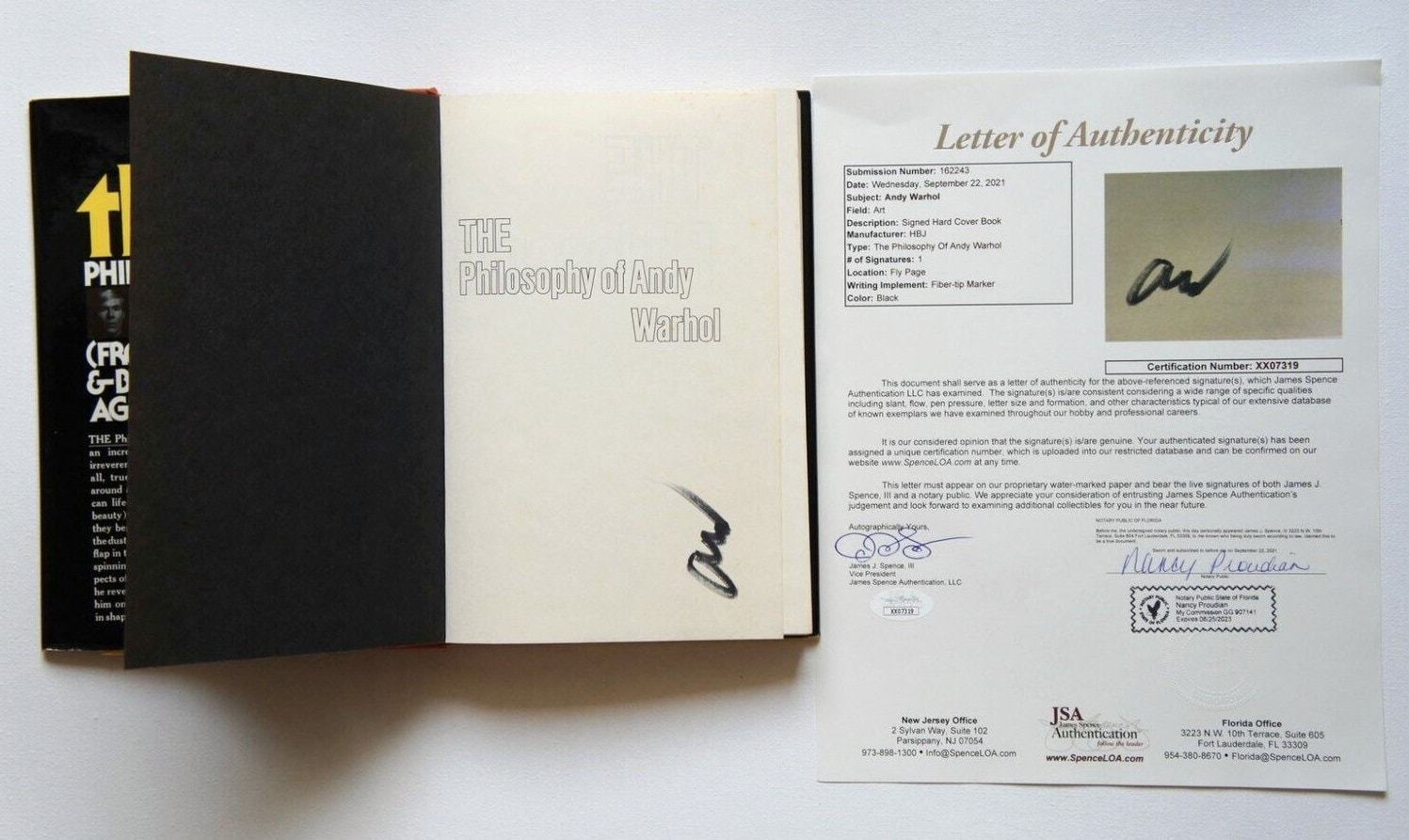Primary image for 100% Authentic Andy Warhol Autograph hand signed Hard Cover Book JSA LOA d.1987 