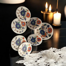 White Marble Drink Protect Coaster Set Multi Stone Floral Inlay Dining T... - $319.52