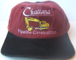 Challand Pipeline Construction Hat Burgundy Black Strapback Baseball Cap - $13.92