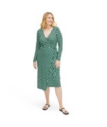 NWT DVF for Target Midi Arrow Geo Green L/S Wrap Dress XXL Diane Von Fur... - £75.14 GBP