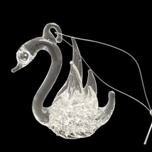 Vintage Christmas Tree Ornament Hand Blown Glass Swan Swans a Swimming Holiday - £14.17 GBP