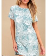 Lulus Blue White Cancun Calling Dusty Sage Print Shift Dress - £19.37 GBP