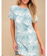 Lulus Blue White Cancun Calling Dusty Sage Print Shift Dress - $24.74