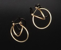 14K GOLD - Vintage Polished Unique Twisted Hoop Earrings - GE187 - £236.95 GBP