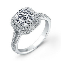 2.39CT 14K WG Round Cut Halo Simulated Diamond Solitaire Wedding Engagement Ring - £551.23 GBP