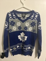 Mujer Youth XL Toronto Maple Leafs Feo Navidad Vacaciones Punto Hockey Jersey - $37.06