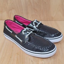 SPERRY TOP-SIDER Women’s Boat Shoes Sz 4.5 M Bahama Black Glitter Casual Comfort - £24.27 GBP