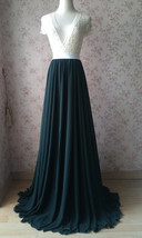 Dark Green Plus Size Maxi Chiffon Skirt Outfit Bridesmaid Maxi Chiffon Skirt image 4