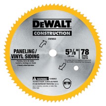 DEWALT Circular Saw Blade, 5 3/8 Inch, 80 Tooth, Vinyl Cutting (DW9053) - $20.99