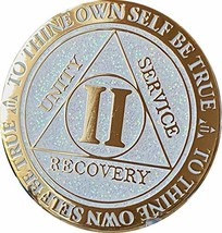 2 Year AA Medallion Reflex White Glitter Gold Plated Color Chip II - $16.82