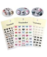 Tisaindor 5D Embossed Bow Nail Art Stickers 3 Sheets Colorful Self Adhesive - €2,65 EUR