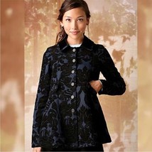 FREE PEOPLE Midnight Brocade Tapestry Button Down Newsroom Peacoat Jacke... - £41.84 GBP