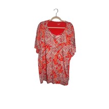 Catherines Plus Size 2X Orange Paisley Print Top Y2k Fall Halloween Festive - $22.99