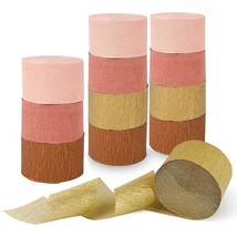Streamers Party Decorations, 12 Rolls 984 Feet Rose Gold Crepe Paper Streamers T - £15.09 GBP